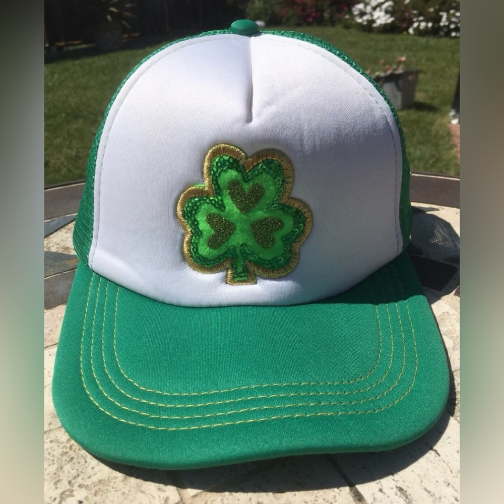St Patrick’s Days Triple Clover Irish Lucky Shamrock Green/White Snapback Hat